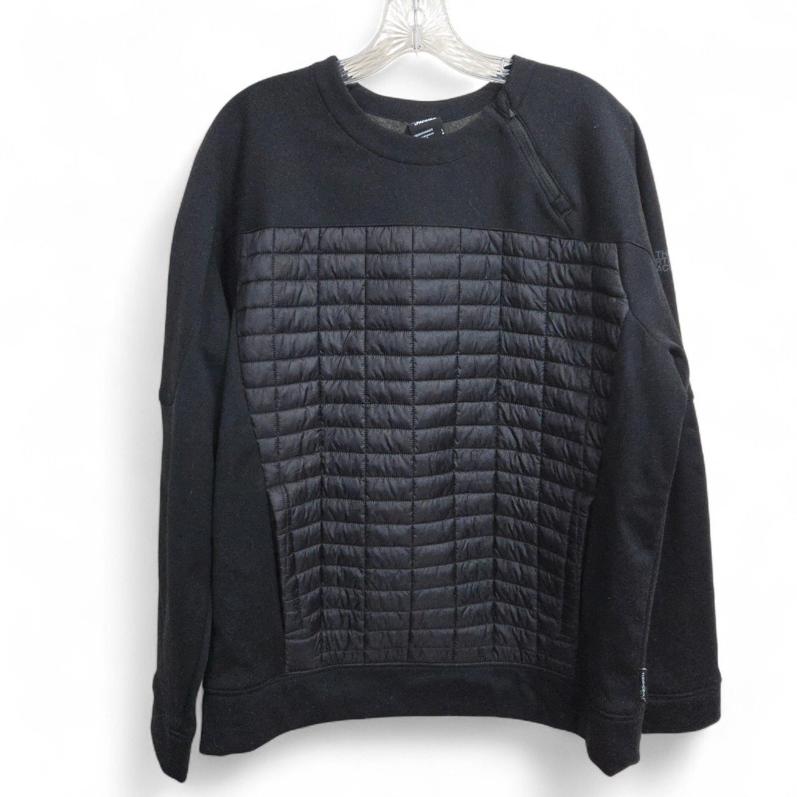 The North Face Mens L Thermoball Pullover Flash Sweatshirt Quilted Puffer Black